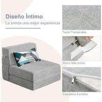 70 x 190 cm Sillón Cama Plegable, Sofá Cama Plegable con Espuma de Memoria y Almohada, Colchón de Suelo para Yoga, Oficina, Salón, Futon Sofá Cama Portada Lavable Unos, Gris Claro - details 4