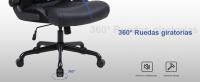 Silla de oficina ergonómica con capacidad de carga de 200 kg, silla de escritorio de cuero PU con soporte lumbar y reposabrazos abatibles, respaldo alto, para el hogar y la oficina, negro - details 4