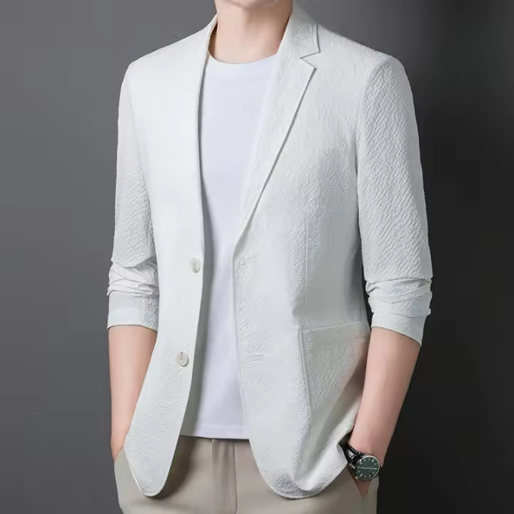 Nuevo estilo fino de primavera 2025 para hombres, chaqueta de traje informal de negocios, ropa occidental única para hombres - 1