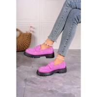 Zapatos de plataforma rosa para mujer, mocasines informales de fondo grueso, color caqui, púrpura - details 42