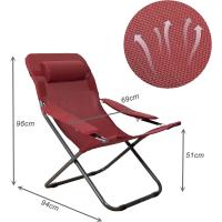 Silla de camping plegable con respaldo ajustable de textileno 2×1, rojo - details 2
