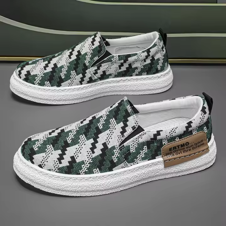 Zapatos informales de lona transpirables para hombre, zapatillas planas cómodas, zapatos vulcanizados para exteriores, 4 estaciones - 1
