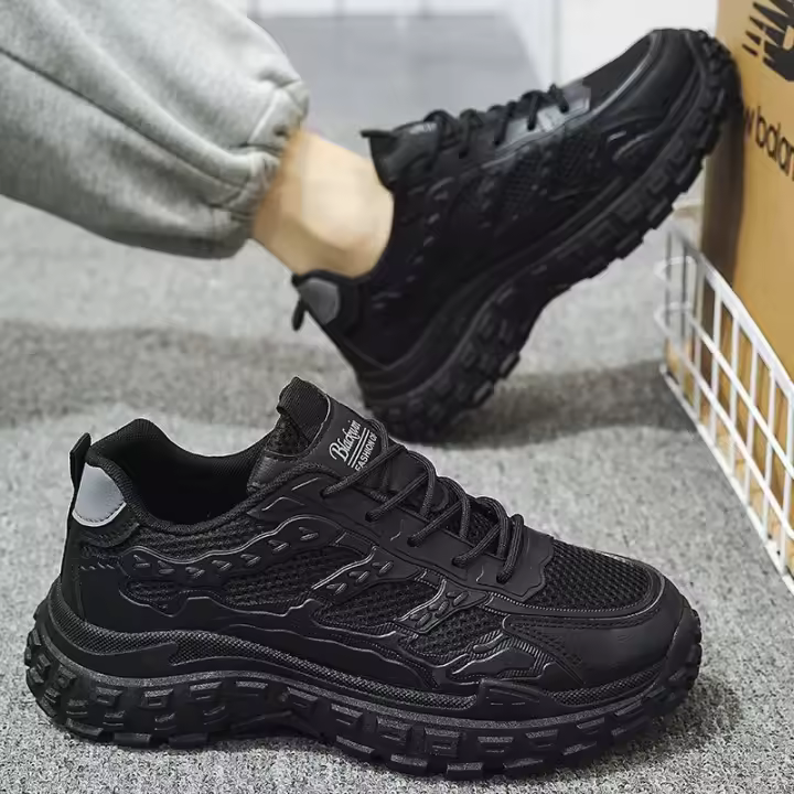 Zapatos masculinos nuevos zapatos deportivos con superficie de malla transpirable tendencia masculina zapatos casuales antideslizantes con suela gruesa moda masculina - 1