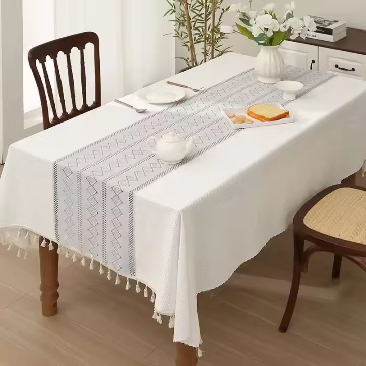 Mantel de mesa de comedor rectangular de jacquard ENCE grueso de estilo francés, mantel de tela para el hogar - 1