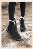 Botas de nieve cálidas antideslizantes para mujer, botines impermeables al aire libre, zapatos de senderismo de piel, zapatillas de felpa con cordones, Invierno - details 11