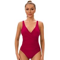 2025 nuevo traje de baño Sexy de una pieza cruzado con cuello en V para mujer, traje de baño de talla grande para mujer, trajes de baño de talla grande, ropa de playa de verano XXL - details 4