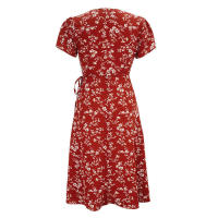 Vestido elegante de fiesta en la playa Serie A Manga corta Cuello en V Estampado floral bohemio Adecuado para mujeres - details 10