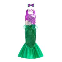 AmyStylish Niñas Princesa Sirena Ariel Cosplay Halloween Fiesta de Cumpleaños Verano Playa Vacaciones Vestido - details 54