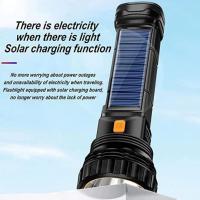 Linterna solar recargable multifuncional, LED de 1000 lm, luz estroboscópica de emergencia, batería de 1200 mAh, alimentación de emergencia, cable de carga USB, carga rápida (2 unidades) - details 2
