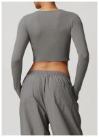 Ropa de Yoga de manga larga de afilado de secado rápido, ajustada, deportiva, ajustada, manga larga, ropa exterior, correr, Fitness, gimnasio, Tops femeninos - details 3