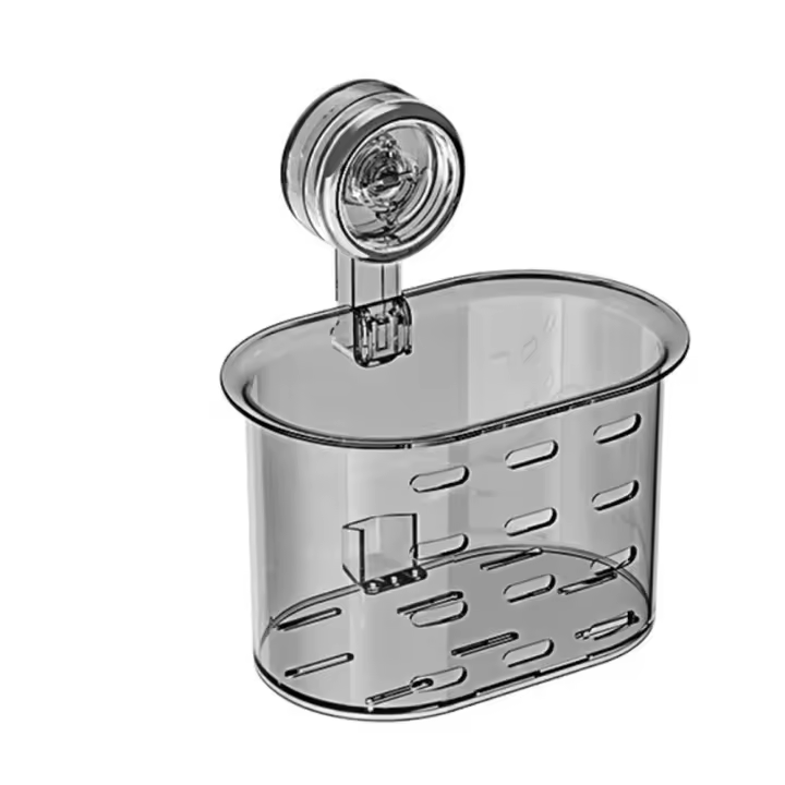 Estante con ventosa sin perforaciones, estante de almacenamiento de toallas para la cara montado en la pared multifuncional, cesta colgante ahuecada para baño - 1