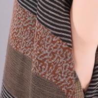 Jersey de manga larga con cuello redondo para mujer, vestido largo holgado a rayas con contraste de Color, ropa diaria para otoño e invierno - details 2