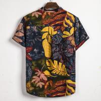 Camisa de lino de manga corta para hombre, camisa de flores de estilo étnico indio, novedad de verano, 2019 - details 60