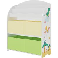 Estantería para Niños de 3 Niveles y 4 Cajas Diseño de Dinosaurio Verde/Amarillo - details 1