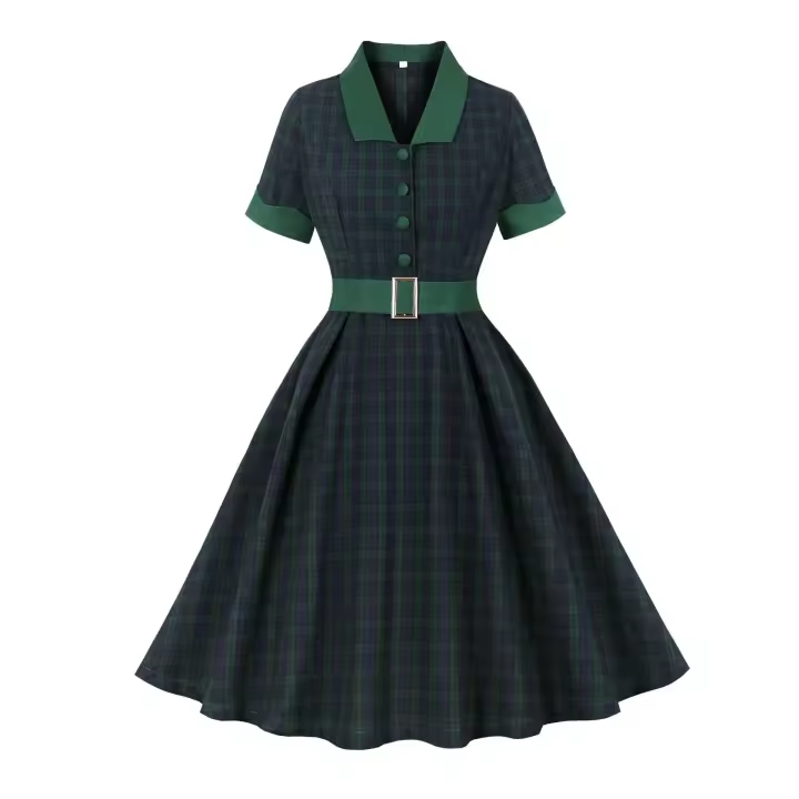 2024 nuevo Hepburn mujeres verano Pin Up Casual fiesta manga corta Retro bata Vintage Rockabilly 1950 60s Swing Vestidos - 1