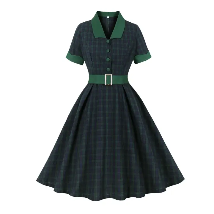 2024 nuevo Hepburn mujeres verano Pin Up Casual fiesta manga corta Retro bata Vintage Rockabilly 1950 60s Swing Vestidos - 1