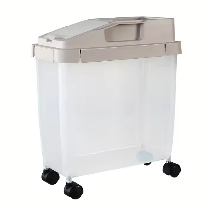 Contenedor de Alimentos para Mascotas a Prueba de Humedad Cubo de Alimentos Secos Transportable con Ruedas - 1