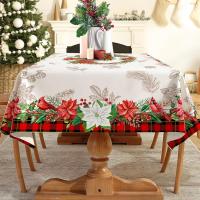 Navidad Poinsettia ral mantel rectangular decoración del banquete de boda invierno Navidad wer manteles a cuadros decoraciones de Navidad - details 3