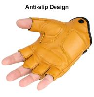 Guantes de cuero de medio dedo para hombre, equipo de protección, transpirables, para Motocross y motociclista - details 6