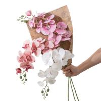 9 ramas artificiales de Phalaenopsis de cabeza, flor de orquídeas de mariposa Artificial hecha a mano realista, flores falsas de tacto Real - details 14