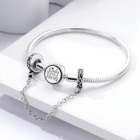 Cadena de Seguridad en Forma de Cruz Original 925 Plata Esterlina con Cuentas Ajuste para Pulsera Diy Joyería de Damas Regalo de Cumpleaños - details 2