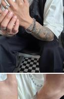 Brazalete con cadena de mano para hombre, pulsera de acero inoxidable, brazalete italiano plateado, poderoso y dominante, joyería de estilo áspero de moda - details 4