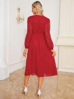 Vestido de Otoño-Invierno de Moda Vintage A Línea Cuello en V Manga Larga Alta Calidad y Lujo - details 12