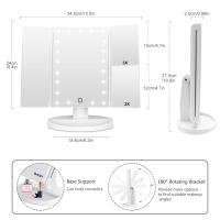 LZ1217 Espejo de Maquillaje, Espejo Tri-Fold con Aumento de 1x/2x/3x/10x, Pantalla Táctil Ajustable y 22 Luces LED, Espejo Iluminado para Tocador, Espejos Cosméticos de Encimera (Blanco) - details 4