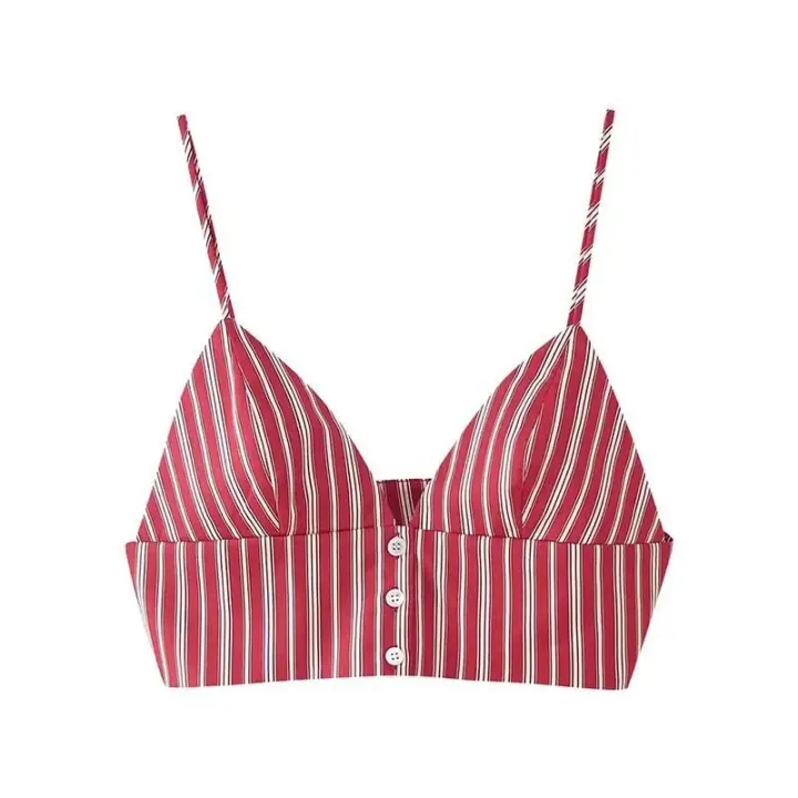 Conjunto de Falda a Rayas Rojas Tops de Tubo Sin Mangas, Cintura Alta Larga Falda - 1
