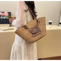 Bolso de paja tejido de gran capacidad, bolso de mano hecho a mano, bolso de estilo festivo, bolso de hombro - details 2