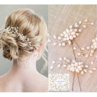 Horquillas PARA EL Cabello para Novia con Diamantes de Imitación y Perlas Elegantes Retro - details 0