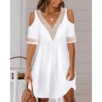 Vestido de verano con cuello en v para mujer, moda femenina, vestidos blancos - details 1