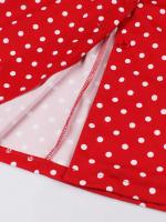 Elegante Vestido de Verano con Cuello de Giro Estilo Vintage Haruku Manga de Gorro Puntos Rojos - details 6