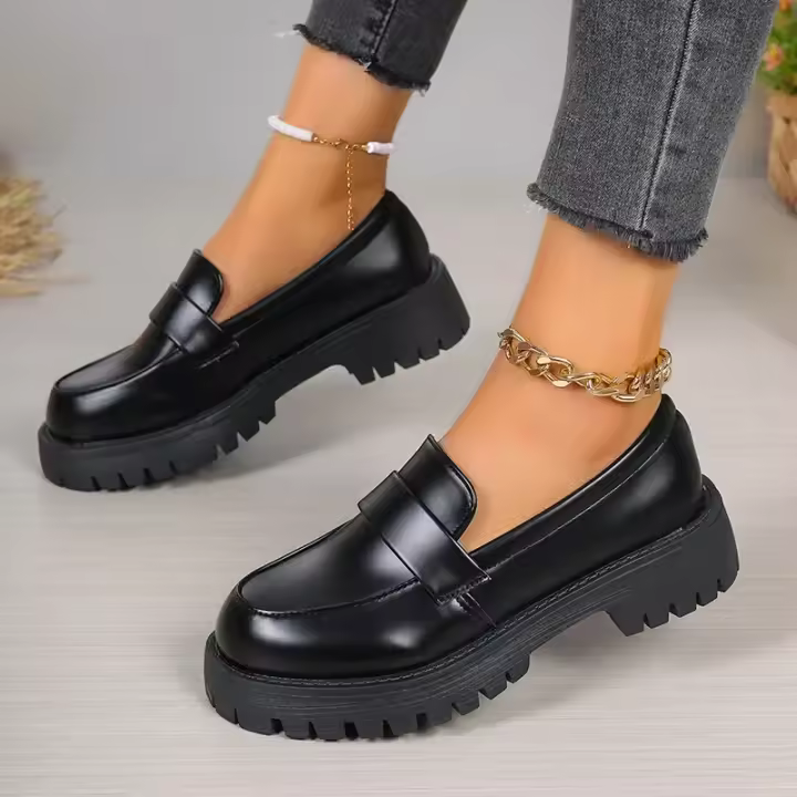 Zapatos pequeños de cuero para mujer, calzado individual de estilo universitario, suela gruesa, novedad - 1