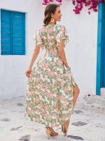 NOVEDAD DE VERANO 2025, producto estampado con cuello en V, manga corta, corte ajustado con un gran espectáculo de temperamento - details 5