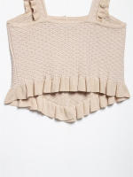 Moda para Mujer OUWU Chaleco de Punto Cortado a Raya, Cuello Cuadrado, Camisetas Sin Mangas Elegantes - details 6