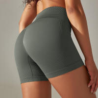 Pantalones cortos deportivos de Yoga para mujer, mallas sin costuras para correr, ciclismo, cintura alta, entrenamiento, gimnasio, verano - details 38