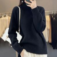 2025 Otoño Invierno suéter de punto de cuello alto Mujer moda coreana lado Split salvaje Jumpers Mujer sólido jersey de manga larga Mujer - details 3