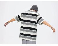 Camiseta holgada de manga corta para hombre y mujer, camisa a rayas, Color de contraste, verano, 2024 - details 2