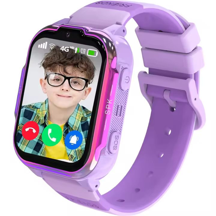 Reloj Inteligente para Niño 4G, Video HD y Llamadas con Función de Chat Familiar, Pantalla Táctil de 1,83 Pulgadas, SOS, GPS, Juegos, Modo Aula, Regalo para Niñas y Niños de 4-14 Años (Púrpura) - 1