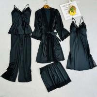 Conjunto de 5 piezas para mujer, vestido de novia de dama de honor, ropa de dormir de satén Ence, ropa de dormir sexy - details 0
