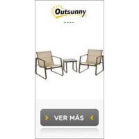 Juego de Muebles de Jardín Plegable Mesa Redonda y 2 Sillas de Terraza Marco de Acero y Respaldo - details 11