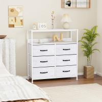 Cómoda con 6 cajones de tela, cómoda de dormitorio blanca, mueble de almacenamiento, muebles de dormitorio, cómoda para cocina, oficina, pasillo, mueble de TV con cajones - details 39