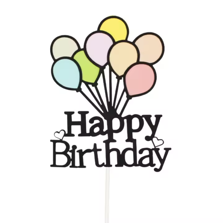Globos de doble capa, adornos para tartas, adornos de papel de dibujos animados para magdalenas, decoración colorida para tartas de feliz cumpleaños, fiesta de boda - 1