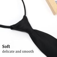 Corbata Simple Para Hombre Y Mujer Negra Mate Clip on Uniforme De Traje Estilo Fashion Tamaño Unico Adecuada Para Estudiantes Y Funerales - details 5