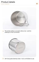 Taza de acero inoxidable plegable para acampar al aire libre, mosquetón portátil, tazas de Camping para el hogar, tazas de bote - details 15