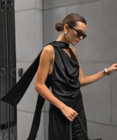 Vestido elegante de moda con cuello oscilante y cuello Halter, novedad de verano, vestido ceñido de satén con cintura ajustada - details 9