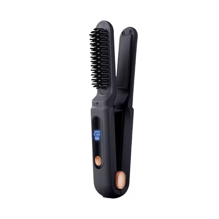 Portátil Sin Cable Alisador de Cabello 3 Velocidades Ajustables Cepillo Eléctrico para Estilizar Rizos Desenredador para Belleza - 1