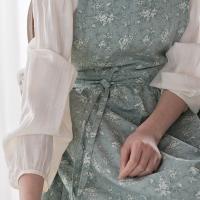 Delantal de cocina de algodón a la moda, delantal de trabajo doméstico con estampado Floral elegante, delantal de limpieza de estilo francés impermeable para cocina - details 17