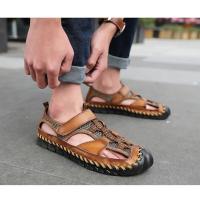 Sandalias de cuero para hombre, zapatos informales antideslizantes, cómodos, transpirables, para playa, talla grande 38-48 - details 20